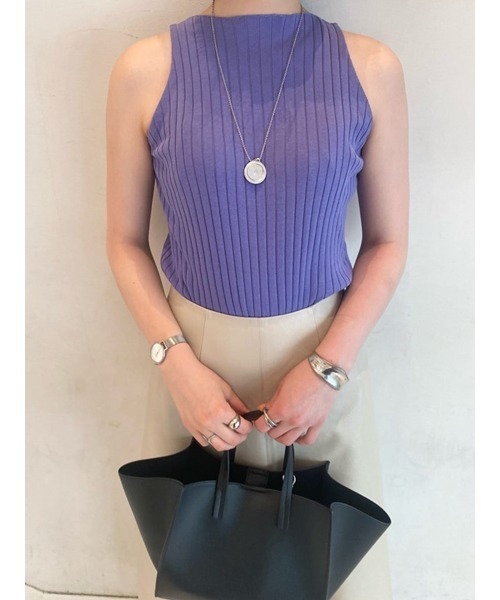 Mila Owen（ミラオーウェン）の「アメスリリブタンクトップ（ニット/セーター・レディース・ブラック/パープル/マルチ/ライトベージュ・1/0）」の3枚目の写真