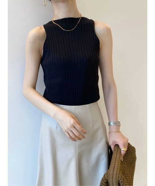 Mila Owen（ミラオーウェン）の「アメスリリブタンクトップ（ニット/セーター・レディース・ブラック/パープル/マルチ/ライトベージュ・1/0）」の2枚目の写真