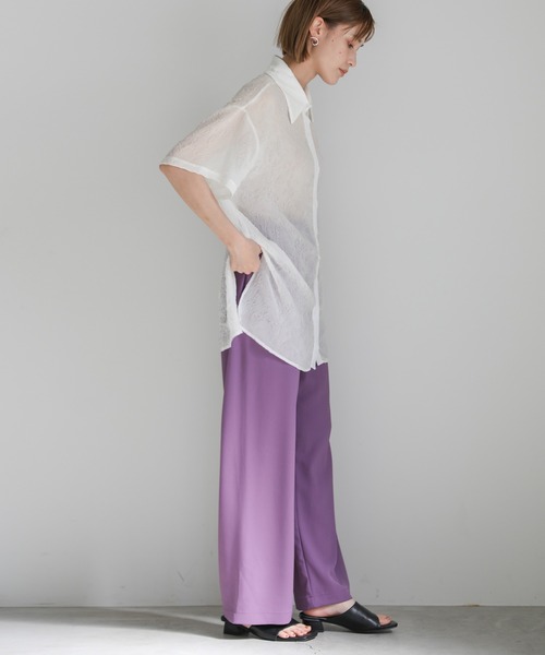 select MOCA(セレクトモカ)の「ニュアンス柄シアーシャツ(シャツ/ブラウス・レディース・ホワイト/ネイビー/アイボリー/ブラック・FREE)」の12枚目の写真