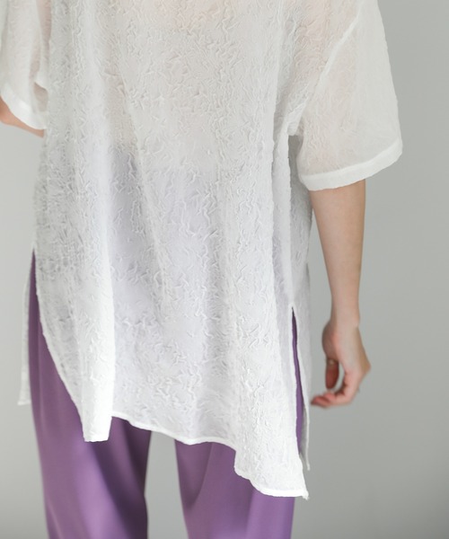 select MOCA(セレクトモカ)の「ニュアンス柄シアーシャツ(シャツ/ブラウス・レディース・ホワイト/ネイビー/アイボリー/ブラック・FREE)」の15枚目の写真