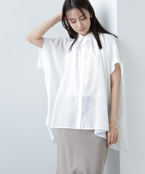 NANO universe（ナノユニバース）の「【WEB限定】ギャザーオーバーシャツブラウス（シャツ/ブラウス・レディース・ベージュ/ホワイト/ブラック・マルチサイズ）」の12枚目の写真