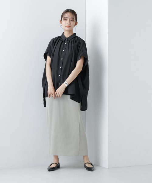 NANO universe（ナノユニバース）の「【WEB限定】ギャザーオーバーシャツブラウス（シャツ/ブラウス・レディース・ベージュ/ホワイト/ブラック・マルチサイズ）」の13枚目の写真