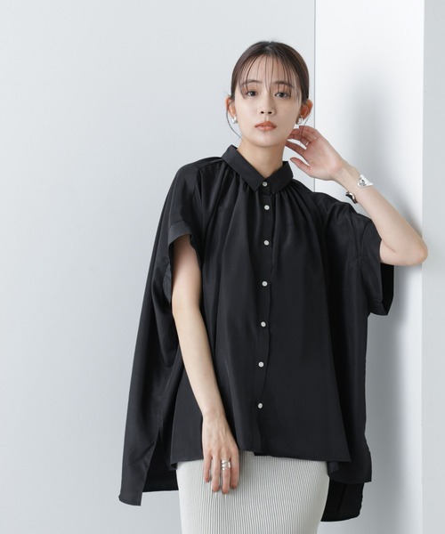 NANO universe（ナノユニバース）の「【WEB限定】ギャザーオーバーシャツブラウス（シャツ/ブラウス・レディース・ベージュ/ホワイト/ブラック・マルチサイズ）」の20枚目の写真