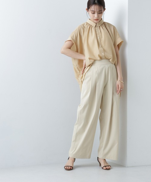 NANO universe（ナノユニバース）の「【WEB限定】ギャザーオーバーシャツブラウス（シャツ/ブラウス・レディース・ベージュ/ホワイト/ブラック・マルチサイズ）」の15枚目の写真