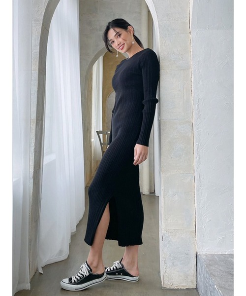 Vicente（ヴィセンテ）の「【パット付き】 Back open long onepiece（ワンピース・レディース・ベージュ/ブラック・FREE）」の4枚目の写真