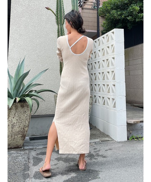 Vicente（ヴィセンテ）の「【パット付き】 Back open long onepiece（ワンピース・レディース・ベージュ/ブラック・FREE）」の12枚目の写真