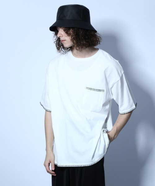 HARE(ハレ)の「ステッチデザインカット(HARE)(Tシャツ/カットソー・メンズ・ブラック/グレー/オフホワイト・SMALL/MEDIUM)」の2枚目の写真