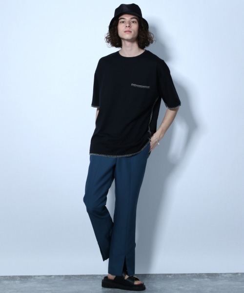 HARE(ハレ)の「ステッチデザインカット(HARE)(Tシャツ/カットソー・メンズ・ブラック/グレー/オフホワイト・SMALL/MEDIUM)」の6枚目の写真