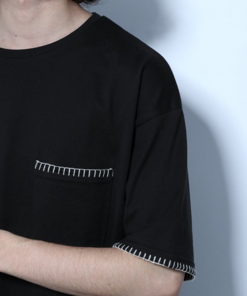 HARE(ハレ)の「ステッチデザインカット(HARE)(Tシャツ/カットソー・メンズ・ブラック/グレー/オフホワイト・SMALL/MEDIUM)」の5枚目の写真