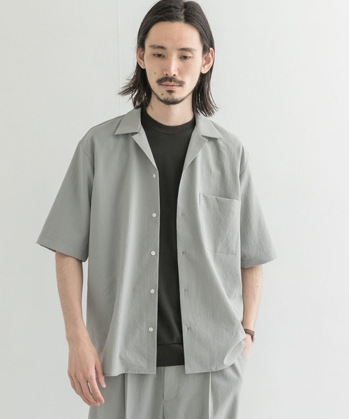 URBAN RESEARCH(アーバンリサーチ)の「ドライメランジオープンカラーショートスリーブシャツ(シャツ/ブラウス・メンズ・グレー系その他/ブラック/ブラウン系その他・MEDIUM/LARGE)」の2枚目の写真