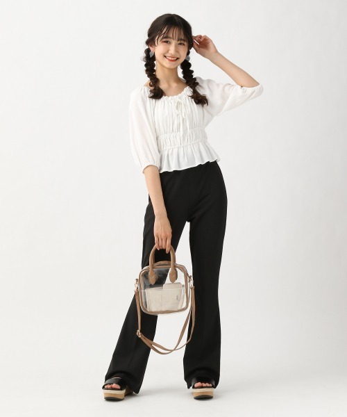 repipi armario（レピピ アルマリオ）の「カットジョーゼットフレアパンツ（その他パンツ・キッズ・ブラック/ミント・MEDIUM/SMALL/LARGE）」の4枚目の写真