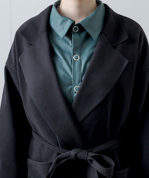 RASVOA（ラスボア）の「フェイクウールテーラーロングコート（その他アウター・レディース・ブラック/アイボリー/モカ・FREE）」の18枚目の写真