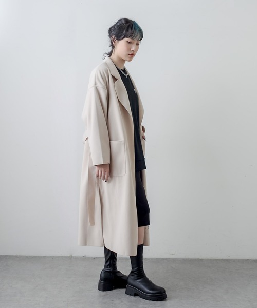 RASVOA（ラスボア）の「フェイクウールテーラーロングコート（その他アウター・レディース・ブラック/アイボリー/モカ・FREE）」の14枚目の写真