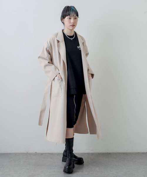 RASVOA（ラスボア）の「フェイクウールテーラーロングコート（その他アウター・レディース・ブラック/アイボリー/モカ・FREE）」の11枚目の写真