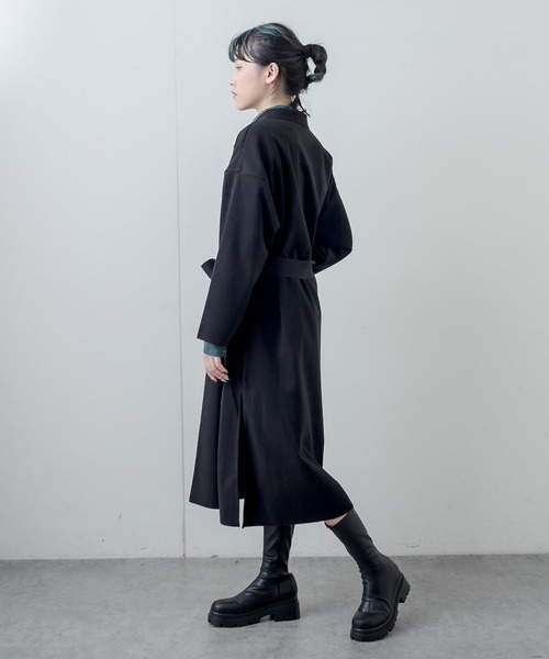 RASVOA（ラスボア）の「フェイクウールテーラーロングコート（その他アウター・レディース・ブラック/アイボリー/モカ・FREE）」の9枚目の写真