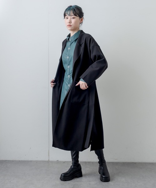 RASVOA（ラスボア）の「フェイクウールテーラーロングコート（その他アウター・レディース・ブラック/アイボリー/モカ・FREE）」の4枚目の写真