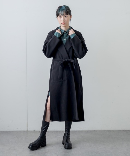 RASVOA（ラスボア）の「フェイクウールテーラーロングコート（その他アウター・レディース・ブラック/アイボリー/モカ・FREE）」の5枚目の写真