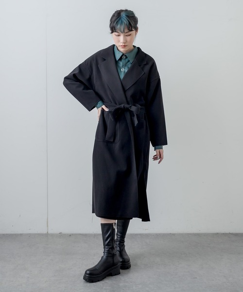 RASVOA（ラスボア）の「フェイクウールテーラーロングコート（その他アウター・レディース・ブラック/アイボリー/モカ・FREE）」の8枚目の写真