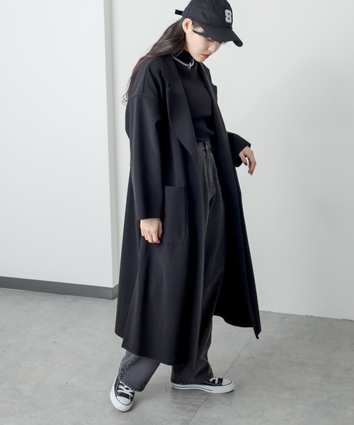 RASVOA（ラスボア）の「フェイクウールテーラーロングコート（その他アウター・レディース・ブラック/アイボリー/モカ・FREE）」の10枚目の写真