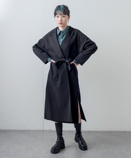 RASVOA（ラスボア）の「フェイクウールテーラーロングコート（その他アウター・レディース・ブラック/アイボリー/モカ・FREE）」の6枚目の写真