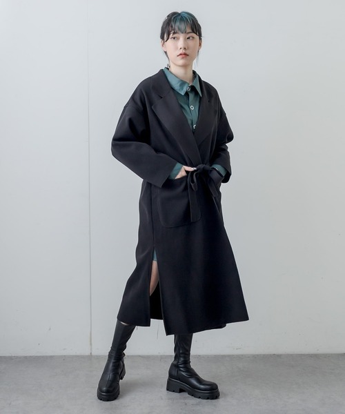 RASVOA（ラスボア）の「フェイクウールテーラーロングコート（その他アウター・レディース・ブラック/アイボリー/モカ・FREE）」の7枚目の写真