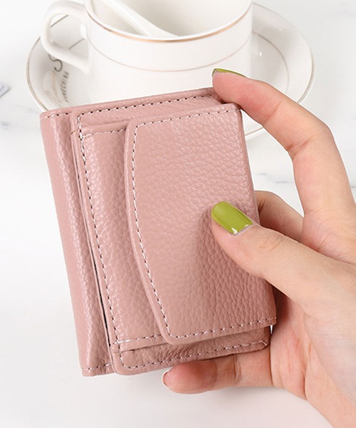 セール】【スキミング防止】ミニカラフルレザー三つ折り財布（財布