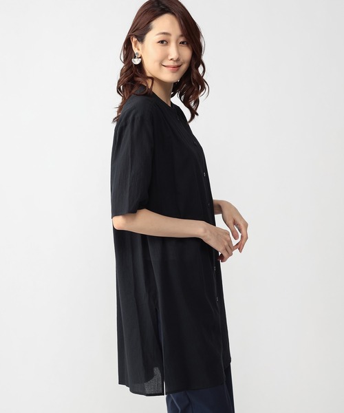 DECOY SINCE 1981（デコイシンスイチキュウハチイチ）の「5分袖コットンワンピース（シャツワンピース・レディース・ホワイト/ブラック・11号/9号）」の2枚目の写真