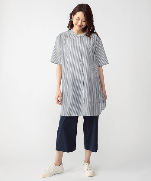 DECOY SINCE 1981（デコイシンスイチキュウハチイチ）の「5分袖コットンワンピース（シャツワンピース・レディース・ホワイト/ブラック・11号/9号）」の3枚目の写真