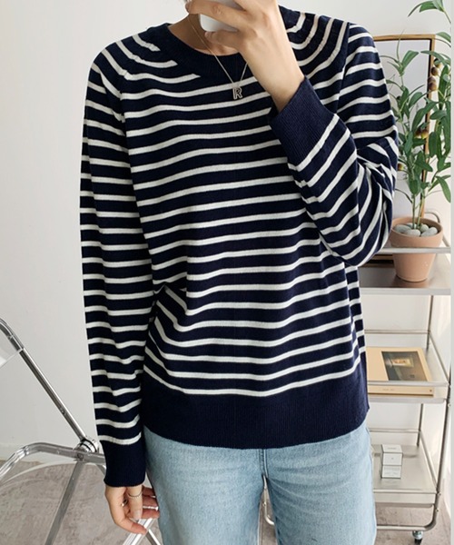 fd style（エフディ スタイル）の「【Chuzchuz】ベーシックラウンドニット（ニット/セーター・レディース・ネイビー/ピンク/グリーン/アイボリー・FREE）」の3枚目の写真