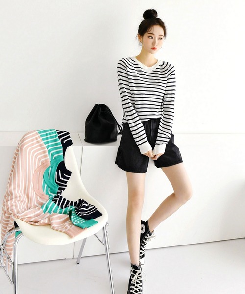 fd style（エフディ スタイル）の「【Chuzchuz】ベーシックラウンドニット（ニット/セーター・レディース・ネイビー/ピンク/グリーン/アイボリー・FREE）」の12枚目の写真