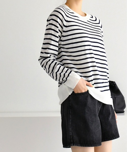 fd style（エフディ スタイル）の「【Chuzchuz】ベーシックラウンドニット（ニット/セーター・レディース・ネイビー/ピンク/グリーン/アイボリー・FREE）」の6枚目の写真