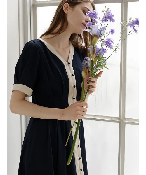 TONAL（トーナル）の「バイカラーオープンワンピース