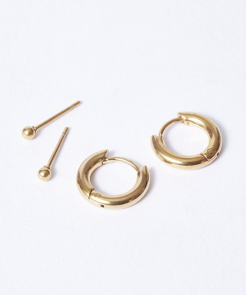 Diliraba（ディリラバ）の「【Diliraba】サージカルステンレス ゴールド フープピアスセット 小（ピアス（両耳用）・レディース・ゴールド・FREE）」の2枚目の写真