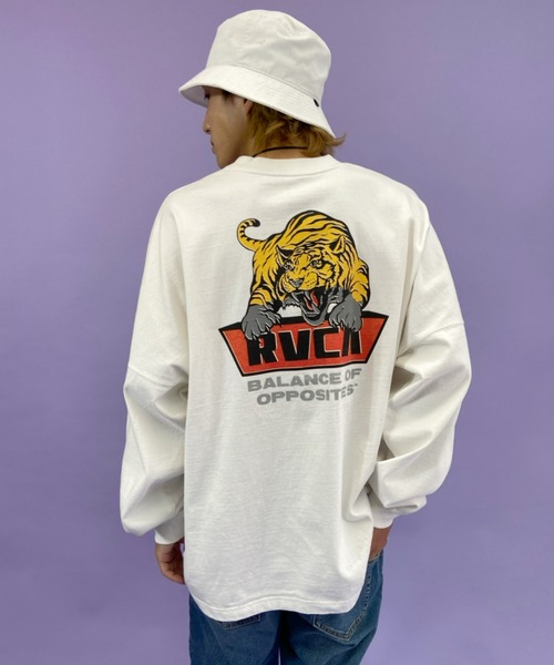 RVCA(ルーカ)の「RVCA/ルーカ アニマル柄 バックプリントロンT BB042-060(Tシャツ/カットソー・メンズ・ホワイト/グリーン/モスグリーン/ブラック・S/M/L)」の2枚目の写真