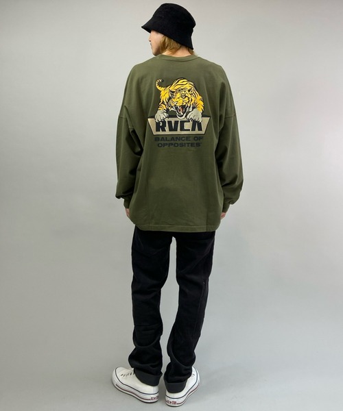 RVCA(ルーカ)の「RVCA/ルーカ アニマル柄 バックプリントロンT BB042-060(Tシャツ/カットソー・メンズ・ホワイト/グリーン/モスグリーン/ブラック・S/M/L)」の11枚目の写真