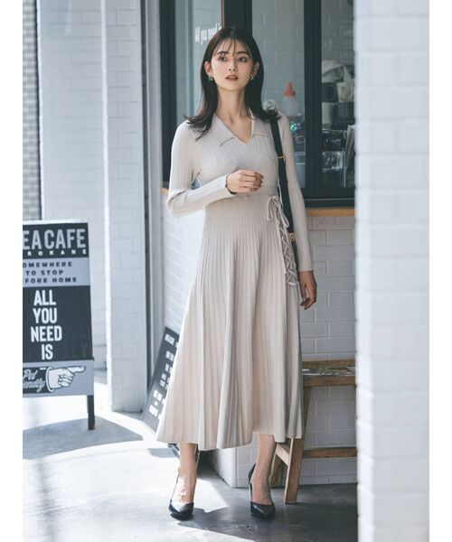 MERCURYDUO（マーキュリーデュオ）の「レースアップポロニットワンピース（ワンピース・レディース・ベージュ/イエロー/ネイビー・FREE）」の13枚目の写真