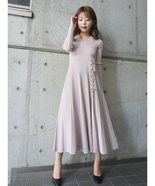 MERCURYDUO（マーキュリーデュオ）の「レースアップポロニットワンピース（ワンピース・レディース・ベージュ/イエロー/ネイビー・FREE）」の10枚目の写真