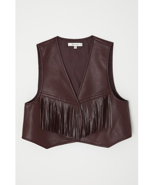 MOUSSY(マウジー)の「F/LEATHER FRINGE ベスト(ベスト・レディース・ダークブラウン/ブラック・FREE)」の3枚目の写真