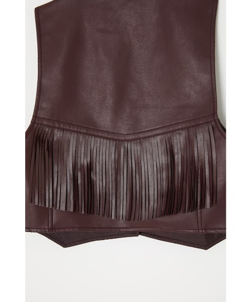 MOUSSY(マウジー)の「F/LEATHER FRINGE ベスト(ベスト・レディース・ダークブラウン/ブラック・FREE)」の16枚目の写真