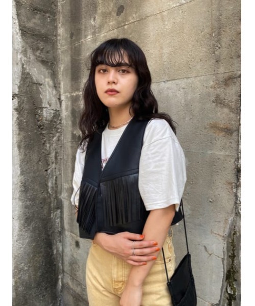 MOUSSY（マウジー）の「F／LEATHER FRINGE ベスト（ベスト）」 - WEAR