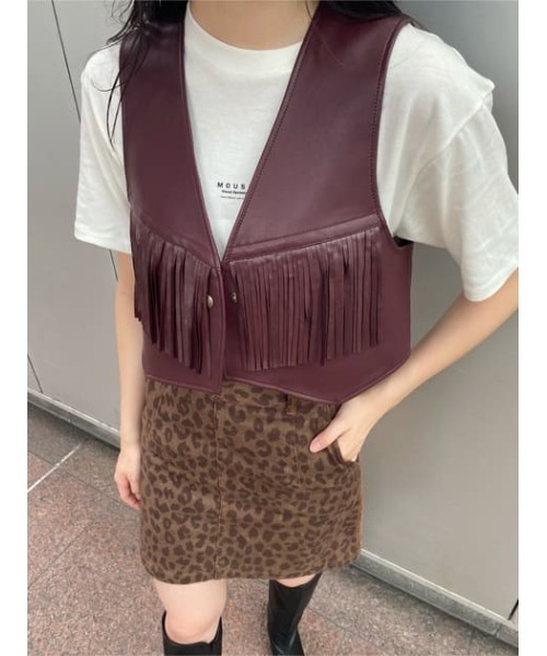MOUSSY(マウジー)の「F/LEATHER FRINGE ベスト(ベスト・レディース・ダークブラウン/ブラック・FREE)」の20枚目の写真