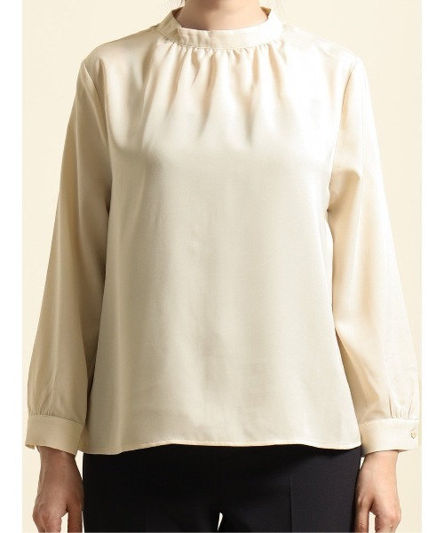 m.f.editorial（エムエフエディトリアル）の「エムエフエディトリアルレディース/m.f.editorial：Women ハイネック 8分袖プルオーバーブラウス（シャツ/ブラウス・レディース・アイボリー/ピンク系その他・MEDIUM/LARGE）」の5枚目の写真