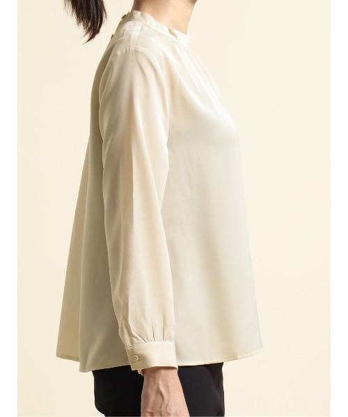 m.f.editorial（エムエフエディトリアル）の「エムエフエディトリアルレディース/m.f.editorial：Women ハイネック 8分袖プルオーバーブラウス（シャツ/ブラウス・レディース・アイボリー/ピンク系その他・MEDIUM/LARGE）」の8枚目の写真