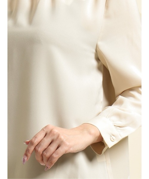 m.f.editorial（エムエフエディトリアル）の「エムエフエディトリアルレディース/m.f.editorial：Women ハイネック 8分袖プルオーバーブラウス（シャツ/ブラウス・レディース・アイボリー/ピンク系その他・MEDIUM/LARGE）」の10枚目の写真