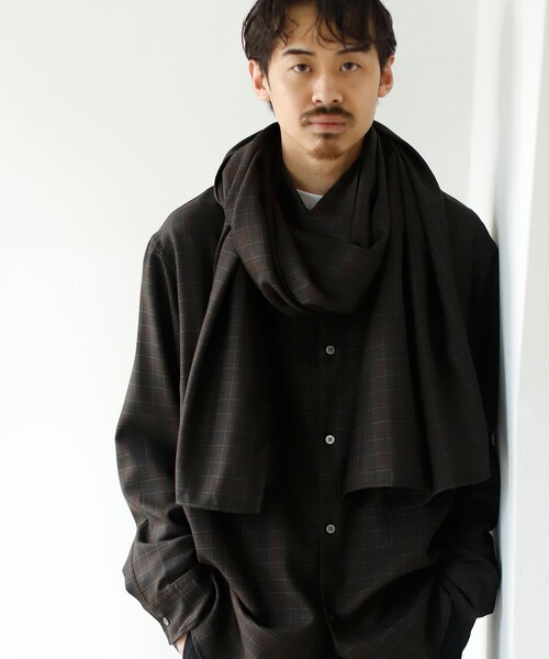 BEAMS（ビームス）の「BEAMS / Wool Check Stall（ストール/ショール・メンズ・ダークブラウン・ONE SIZE）」の7枚目の写真