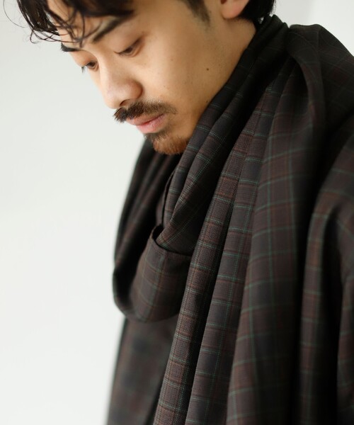 BEAMS（ビームス）の「BEAMS / Wool Check Stall（ストール/ショール・メンズ・ダークブラウン・ONE SIZE）」の8枚目の写真