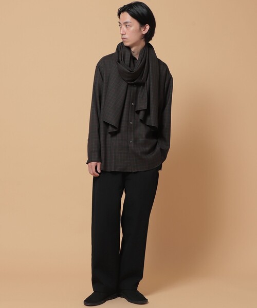 BEAMS（ビームス）の「BEAMS / Wool Check Stall（ストール/ショール・メンズ・ダークブラウン・ONE SIZE）」の5枚目の写真