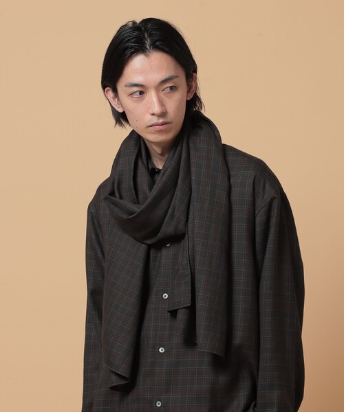BEAMS（ビームス）の「BEAMS / Wool Check Stall（ストール/ショール・メンズ・ダークブラウン・ONE SIZE）」の2枚目の写真