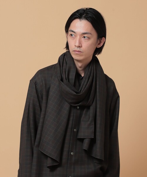 BEAMS（ビームス）の「BEAMS / Wool Check Stall（ストール/ショール・メンズ・ダークブラウン・ONE SIZE）」の9枚目の写真