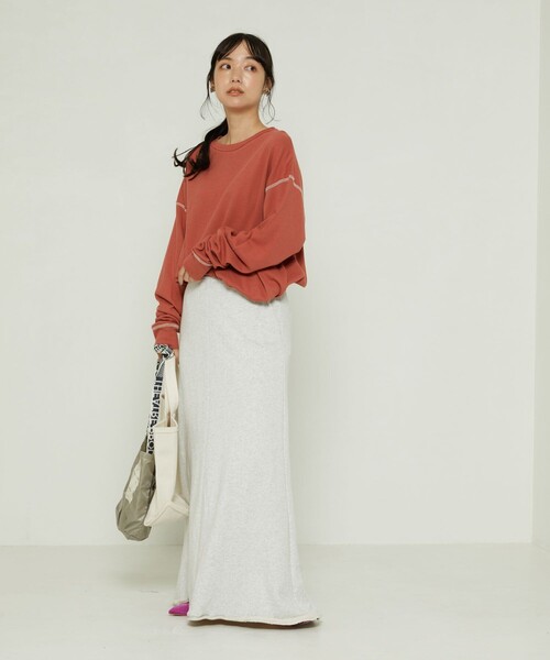 FREAK'S STORE（フリークスストア）の「裏毛マキシスカート（スカート・レディース・ピンク系その他/グレー/オフホワイト/ブラック・ﾌﾘ-）」の9枚目の写真